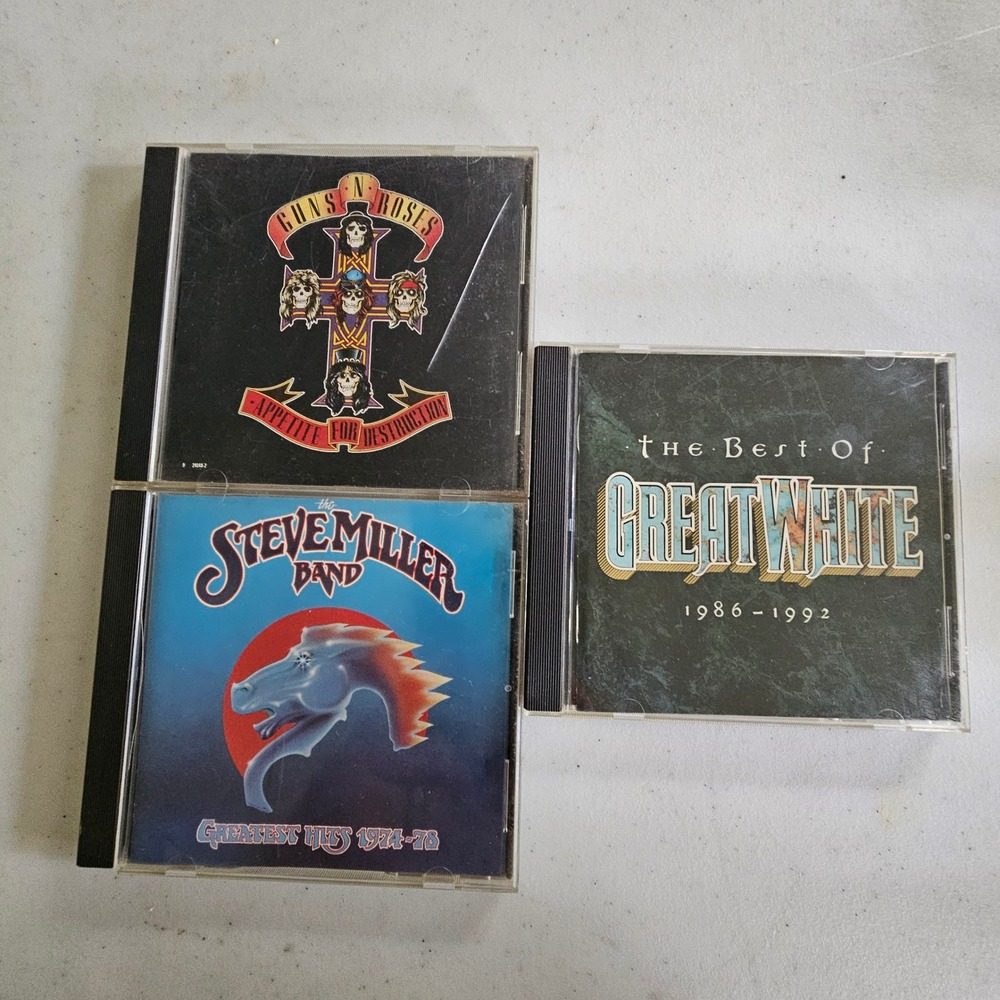 Guns N Roses Steve Miller Band Great White 3 CD Lot Appetite Greatest Hits